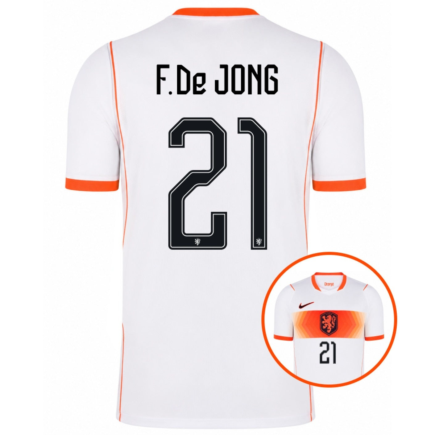 Netherland 2026 world cup F. De Jong 21 Away stadium replica Jersey back view