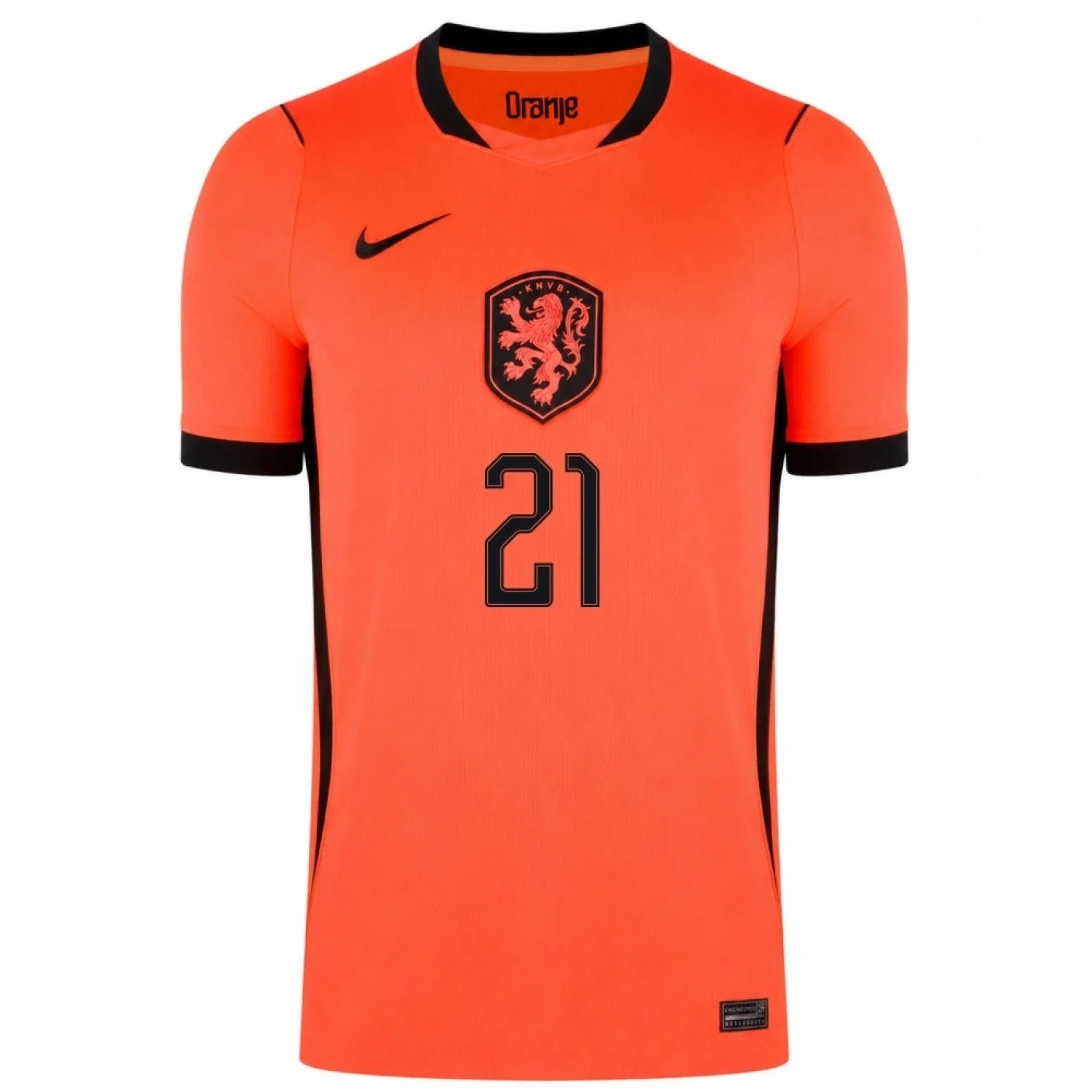Netherland 2026 world cup F. De Jong 21 Home stadium replica Jersey front view