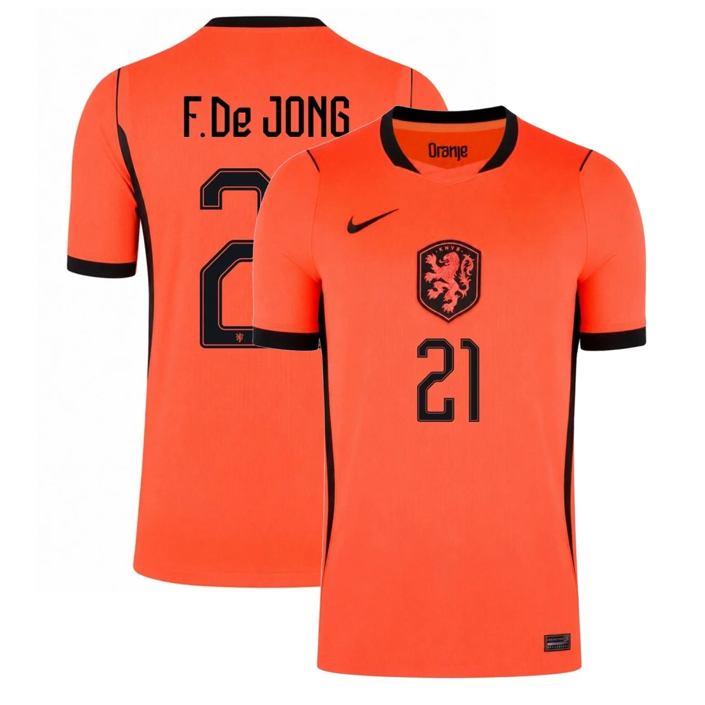 Netherland 2026 world cup F. De Jong 21 Home stadium replica Jersey 