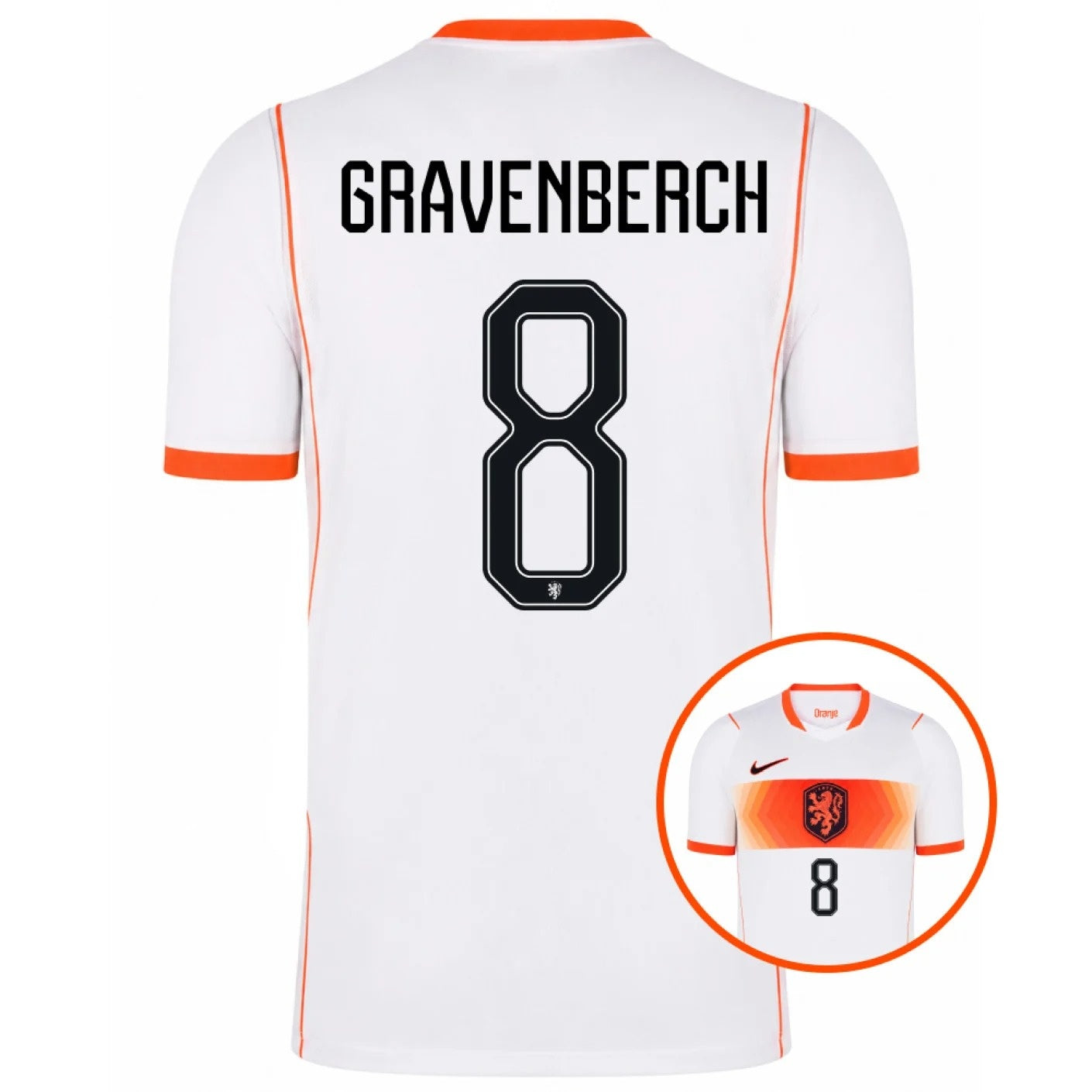 Netherland 2026 world cup Gravenberch 8 Away stadium replica Jersey back view