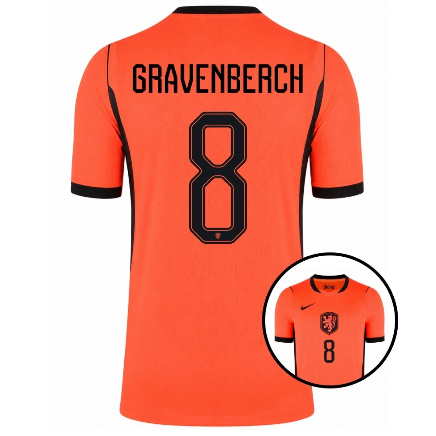 Netherland 2026 world cup Gravenberch 8 Home stadium replica Jersey -final third ki back view