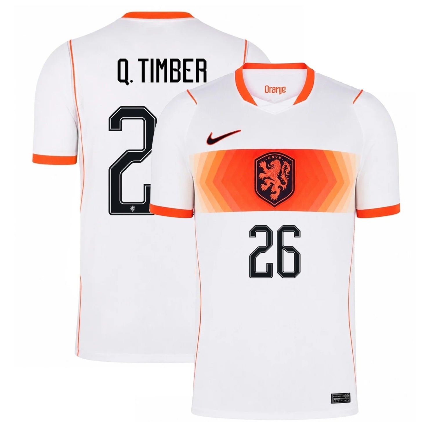 Netherland  2026 world cup Q. Timber 26 Away stadium replica Jersey