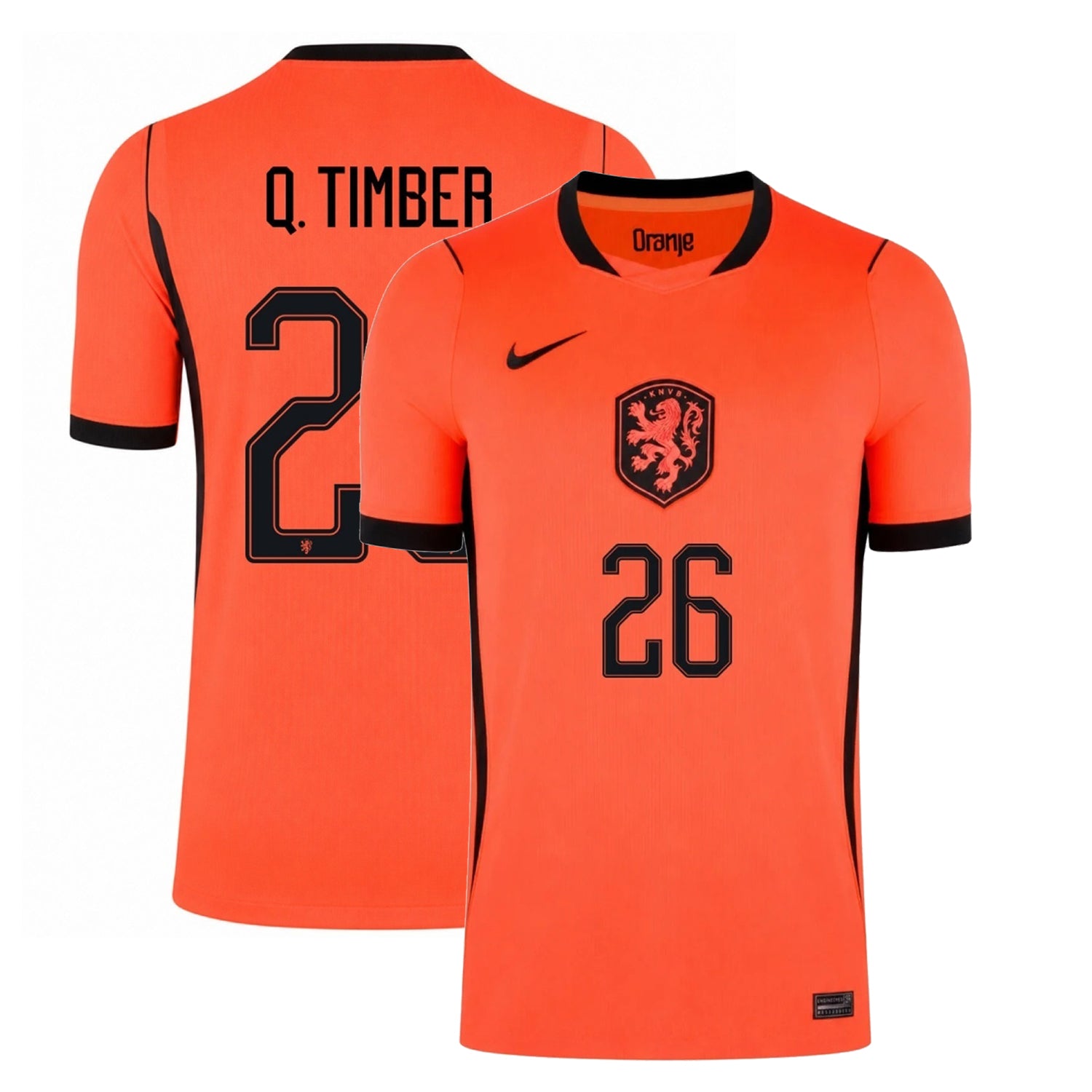 Netherland 2026 world cup Q. Timber 26 Home stadium replica Jersey