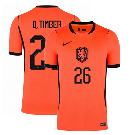 Netherland 2026 world cup Q. Timber 26 Home stadium replica Jersey