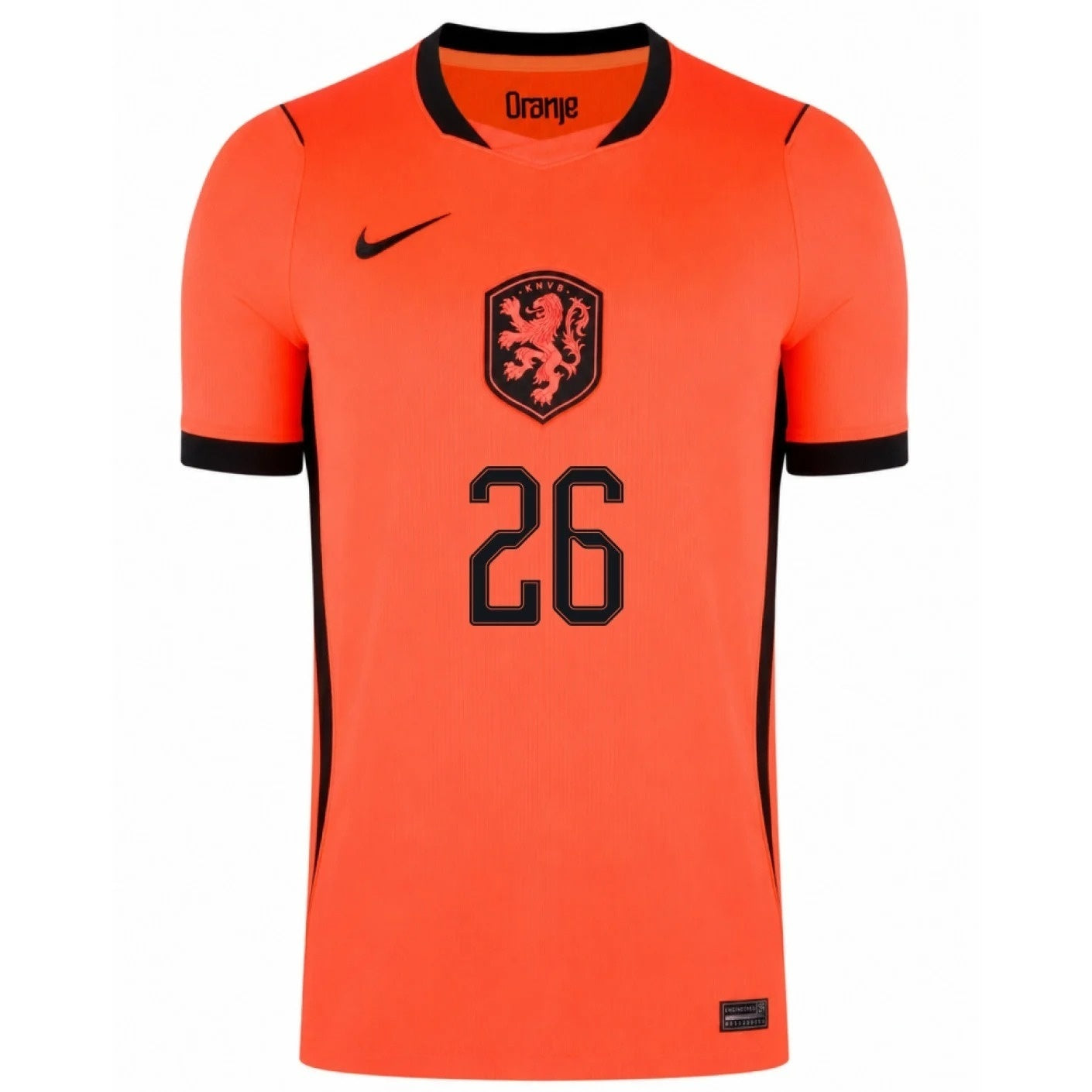 Netherland 2026 world cup Q. Timber 26 Home stadium replica Jersey Front View