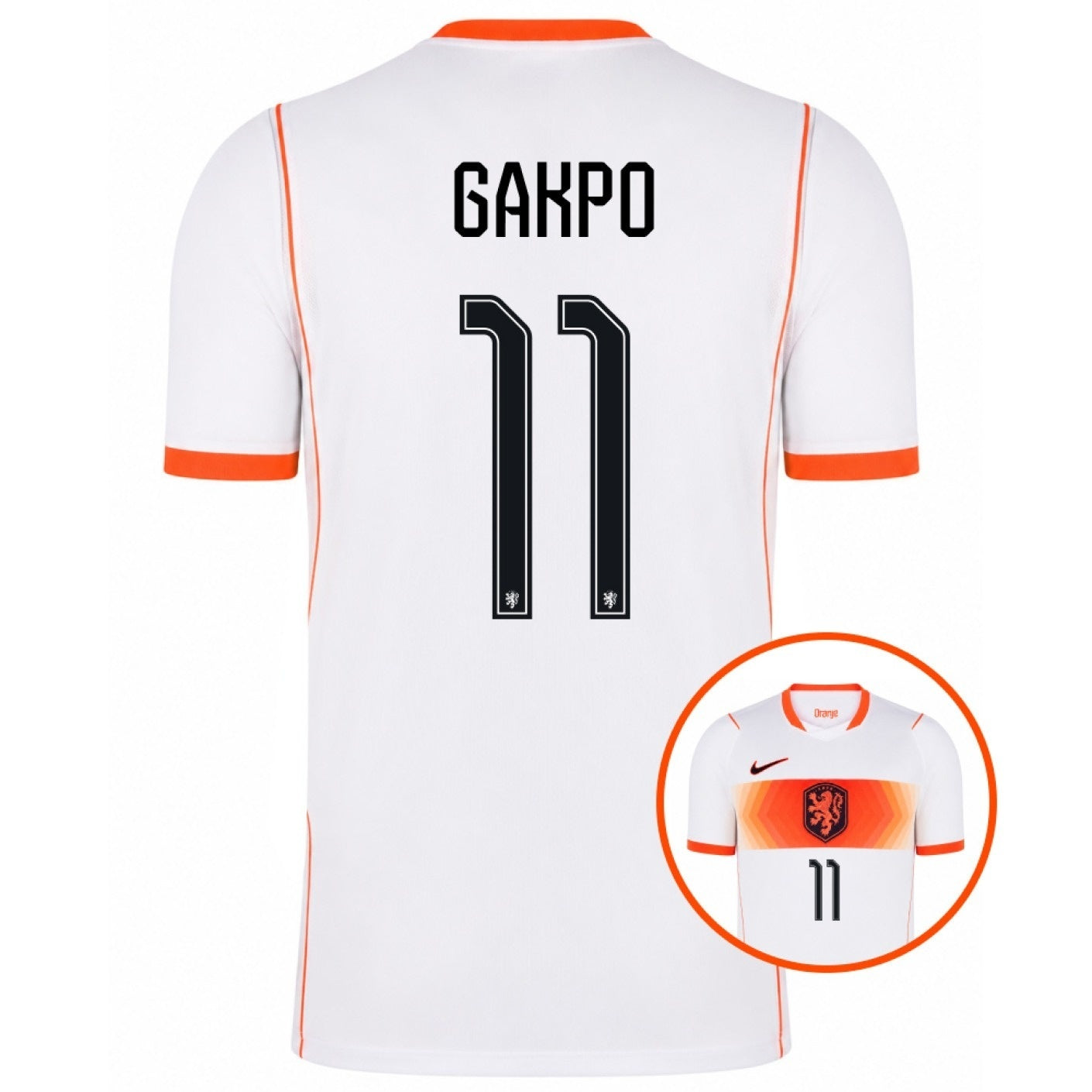 Netherlands Gakpo 11 Away stadium replica Shirt 2026 world cup back view