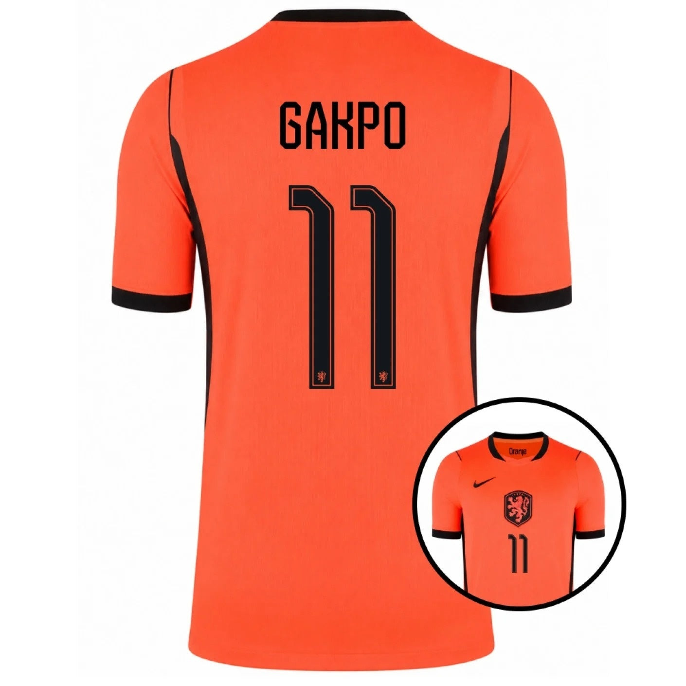 Netherlands Gakpo 11 Home stadium replica Shirt 2026 world cup back view