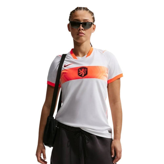 Model Wearing A Women's Netherlands 2026 World Cup Away Stadium Replica Jersey