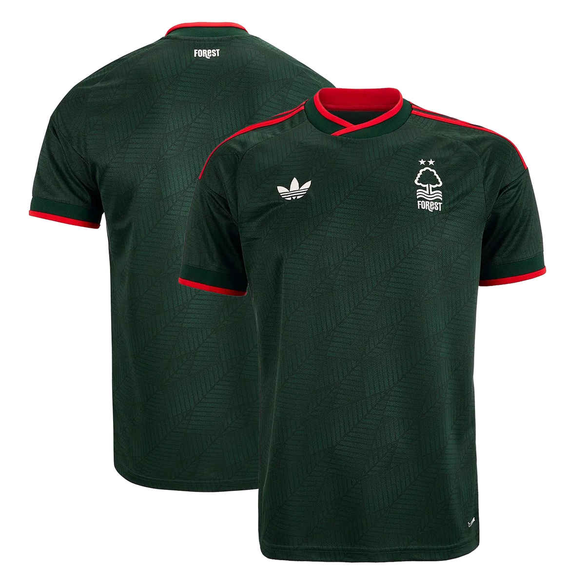 Front and back view of Nottingham 2026-2027 away green replica jersey by Final Third Kit