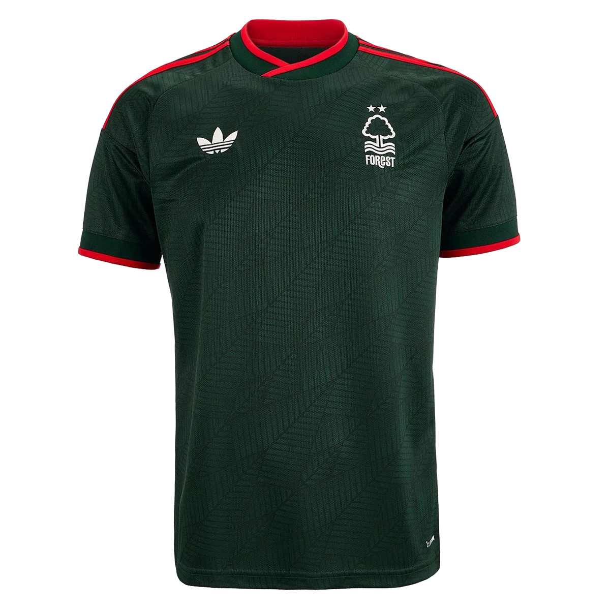 Front view of Nottingham 2026-2027 away green replica soccer jersey by Final Third Kit
