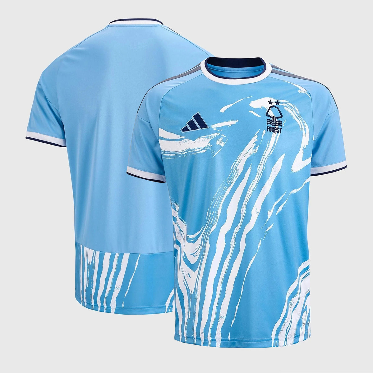 Front and back view of Nottingham 2026-2027 third blue replica jersey by Final Third Kit