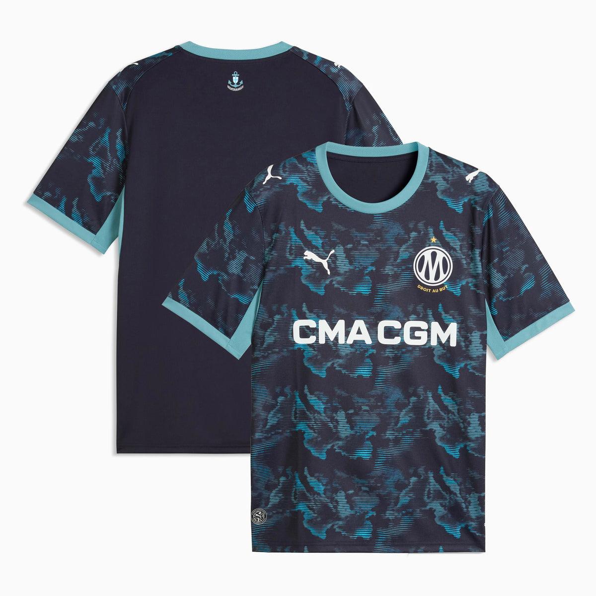 Front and back view of Olympique de Marseille 2026-2027 away black replica jersey by Final Third Kit