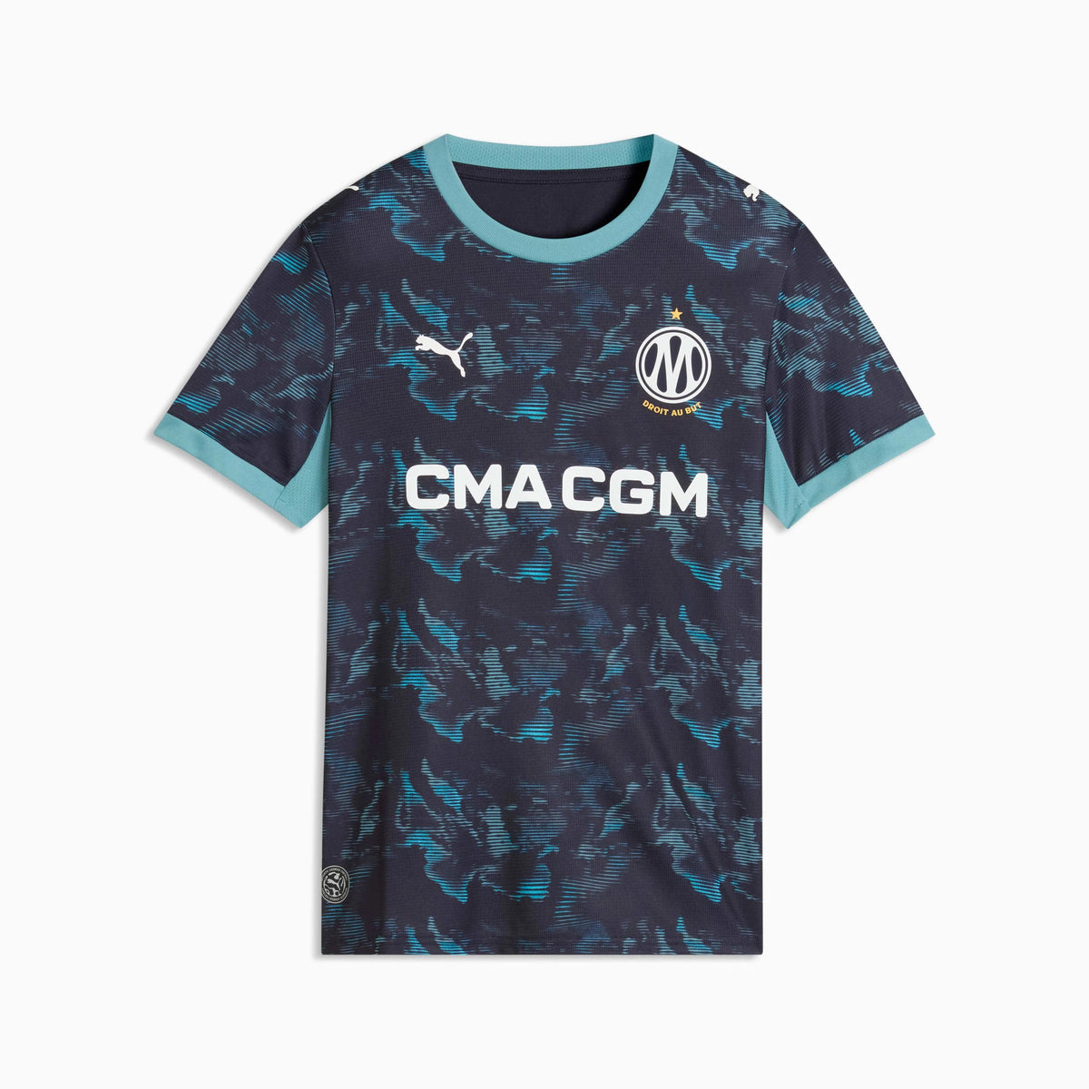 Front view of women's Olympique de Marseille 2026-2027 away black replica soccer jersey by Final Third Kit