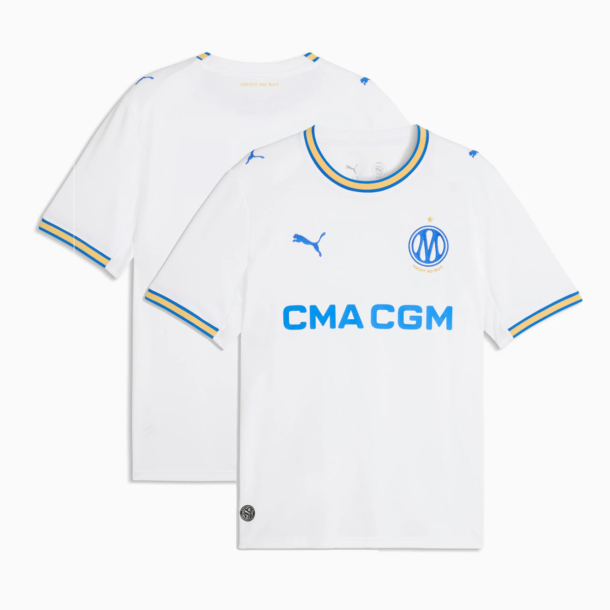 Front and back view of Olympique de Marseille 2026-2027 home white replica jersey by Final Third Kit