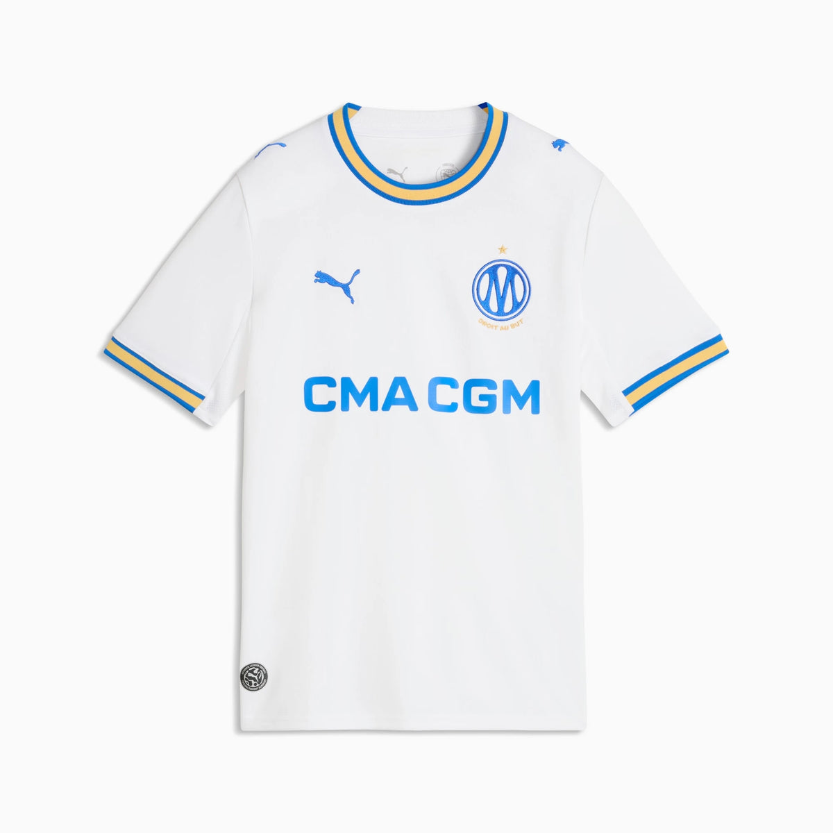 Front view of youth Olympique de Marseille 2026-2027 home white replica soccer jersey by Final Third Kit