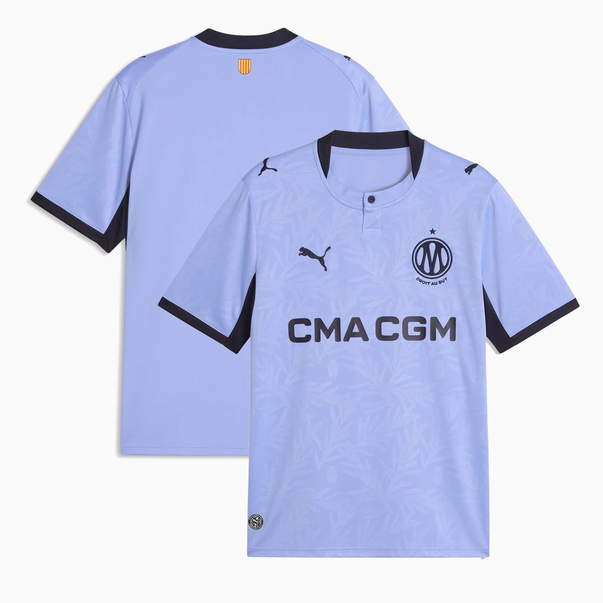 Front and back view of Olympique de Marseille 2026-2027 third blue replica jersey by Final Third Kit