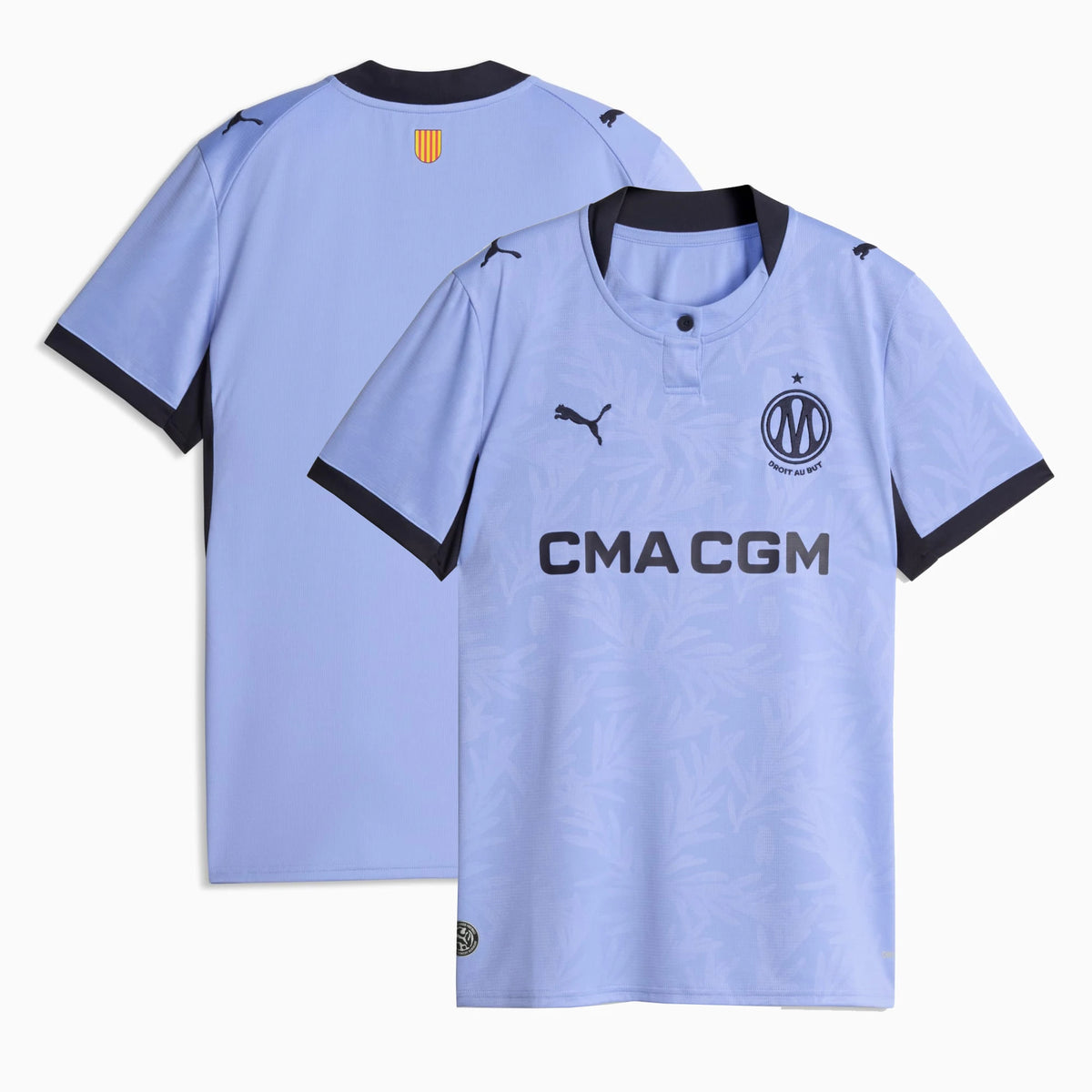 Front and back view of women's Olympique de Marseille 2026-2027 third blue replica jersey by Final Third Kit