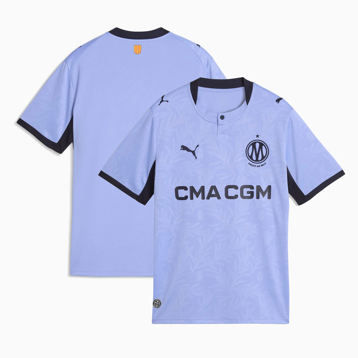Front and back view of youth Olympique de Marseille 2026-2027 third blue replica jersey by Final Third Kit