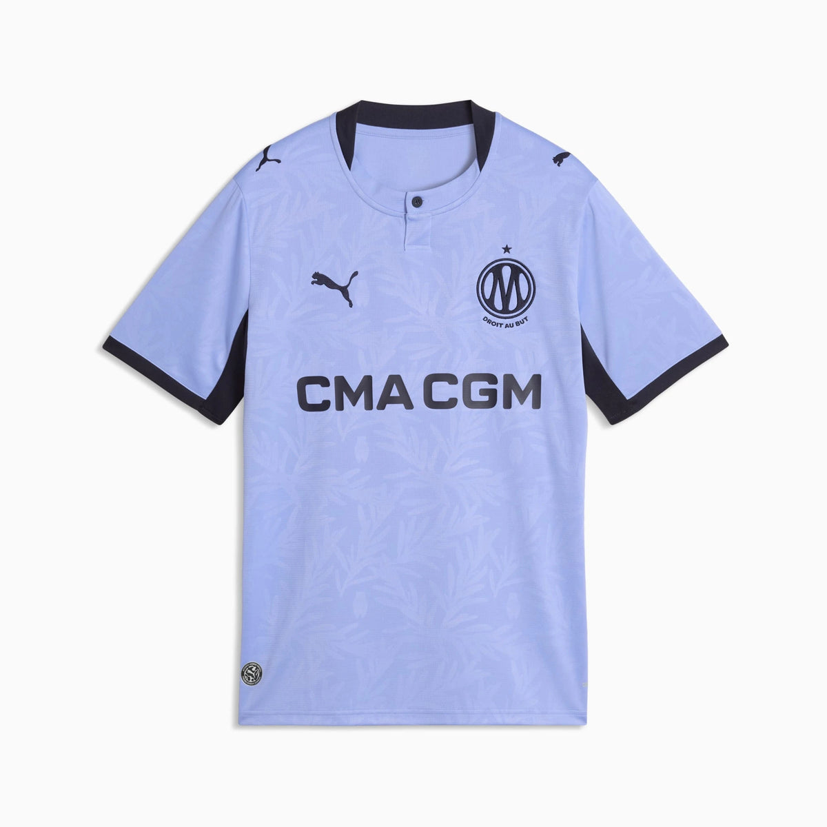 Front view of youth Olympique de Marseille 2026-2027 third blue replica soccer jersey by Final Third Kit