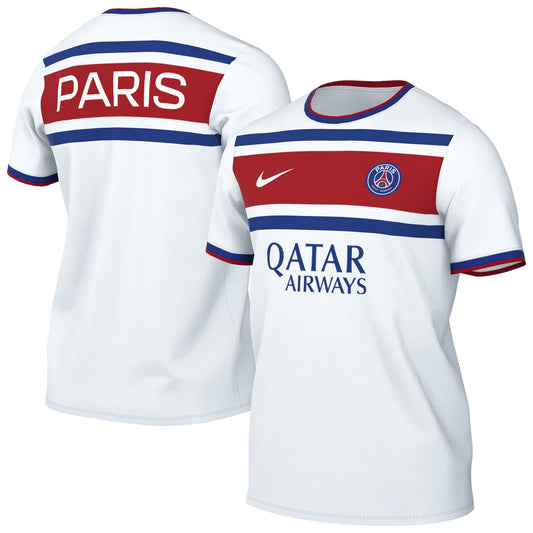 Front and back view of Paris Saint-Germain 2026-2027 away white pre-match top by Final Third Kit
