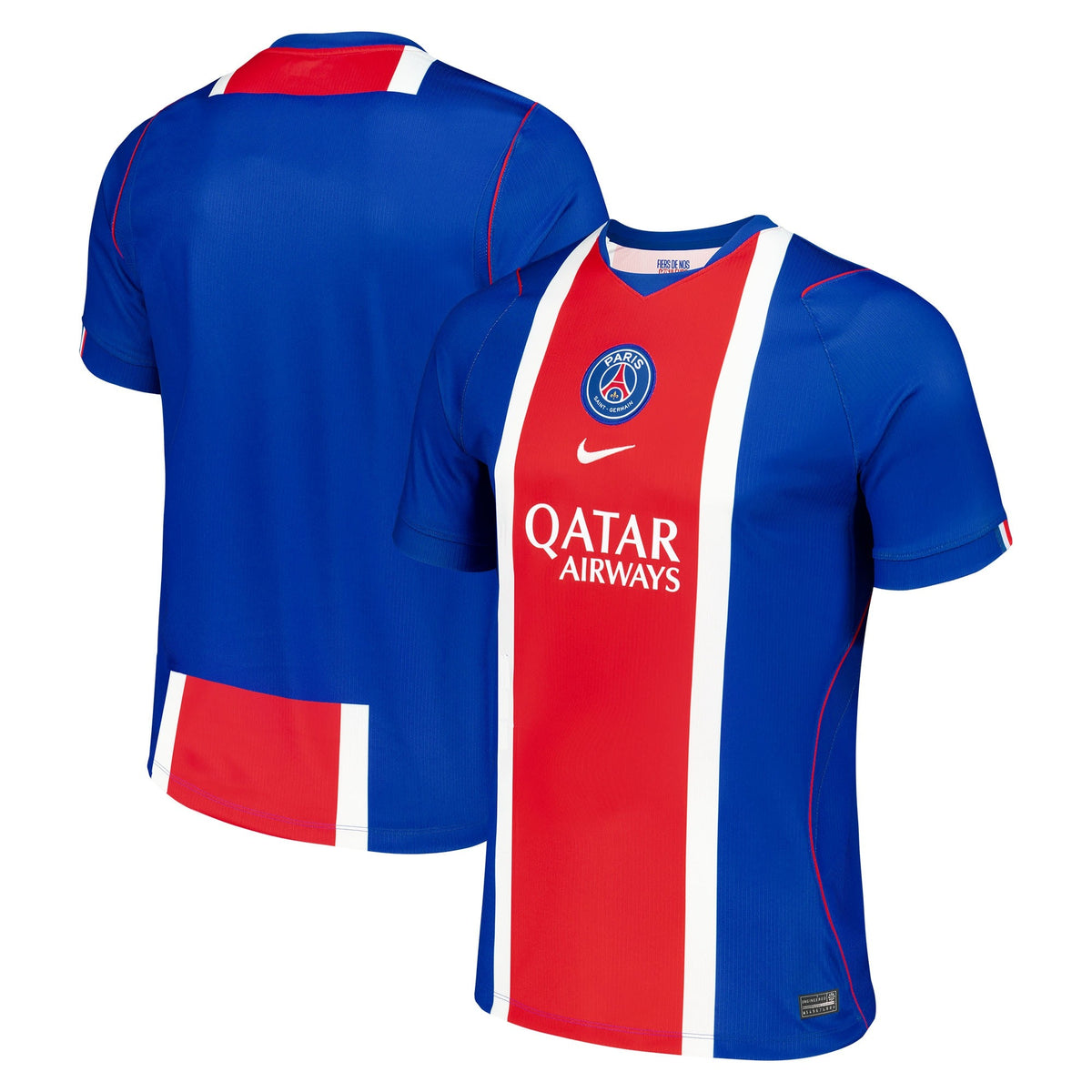 Front and back view of men's Paris Saint-Germain 2026-2027 home blue stadium replica jersey by Final Third Kit
