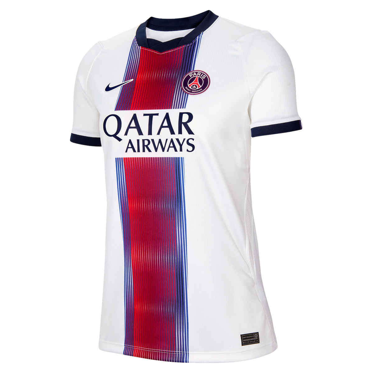 Back view of women's Paris Saint-Germain 2026-2027 away white stadium replica football shirt by Final Third Kit