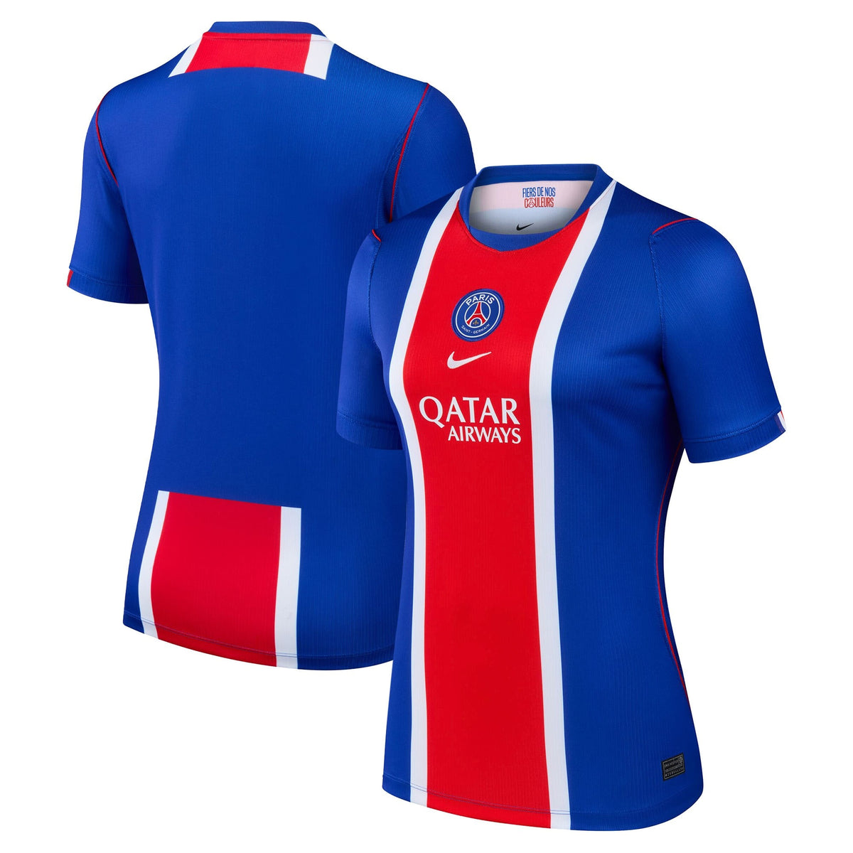 Front and back view of women's Paris Saint-Germain 2026-2027 home blue stadium replica jersey by Final Third Kit