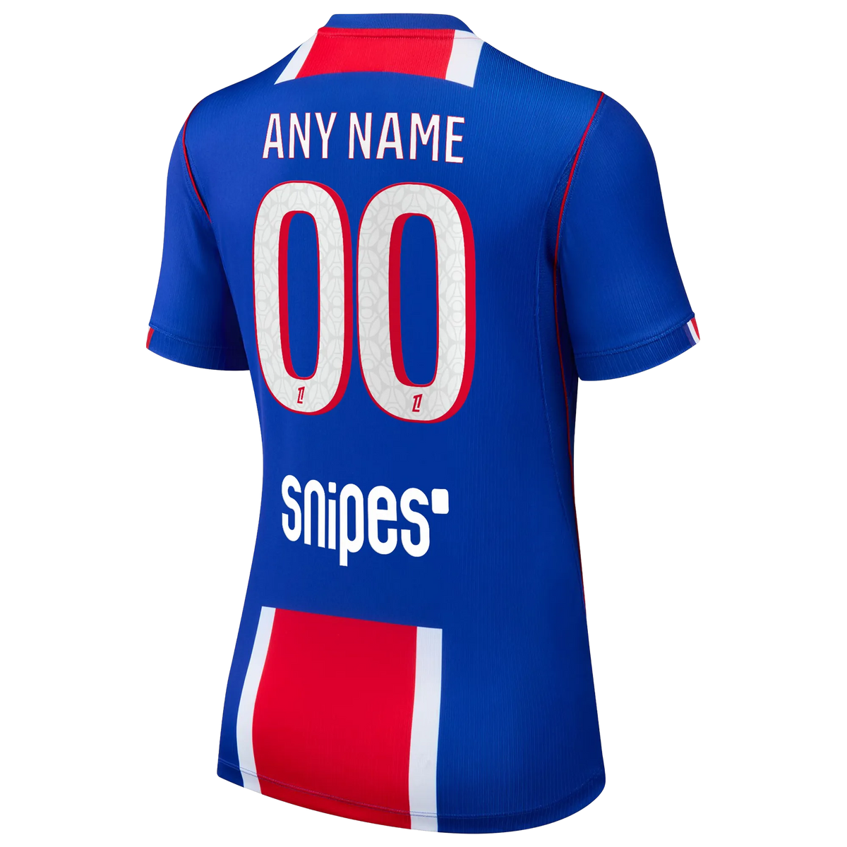 Back view of women's Paris Saint-Germain 2026-2027 home blue stadium replica custom football shirt by Final Third Kit