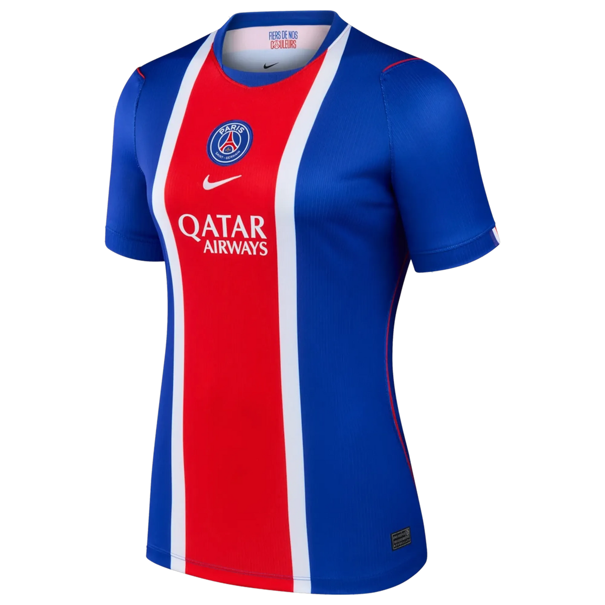 Front view of women's Paris Saint-Germain 2026-2027 home blue stadium replica custom soccer jersey by Final Third Kit