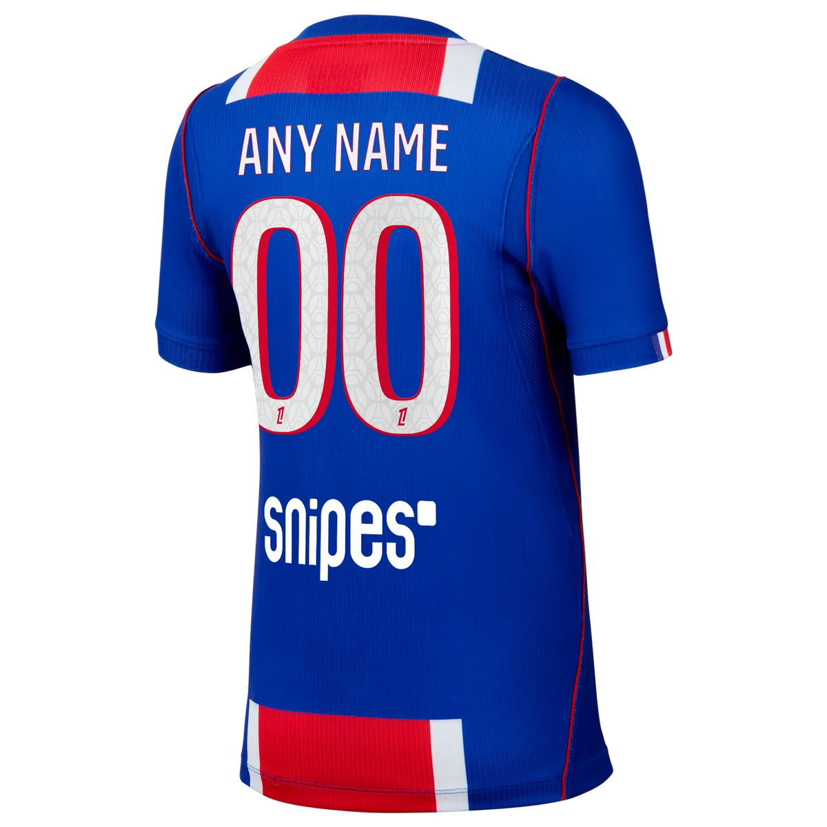 Back view of youth Paris Saint-Germain 2026-2027 home blue stadium replica custom football shirt by Final Third Kit