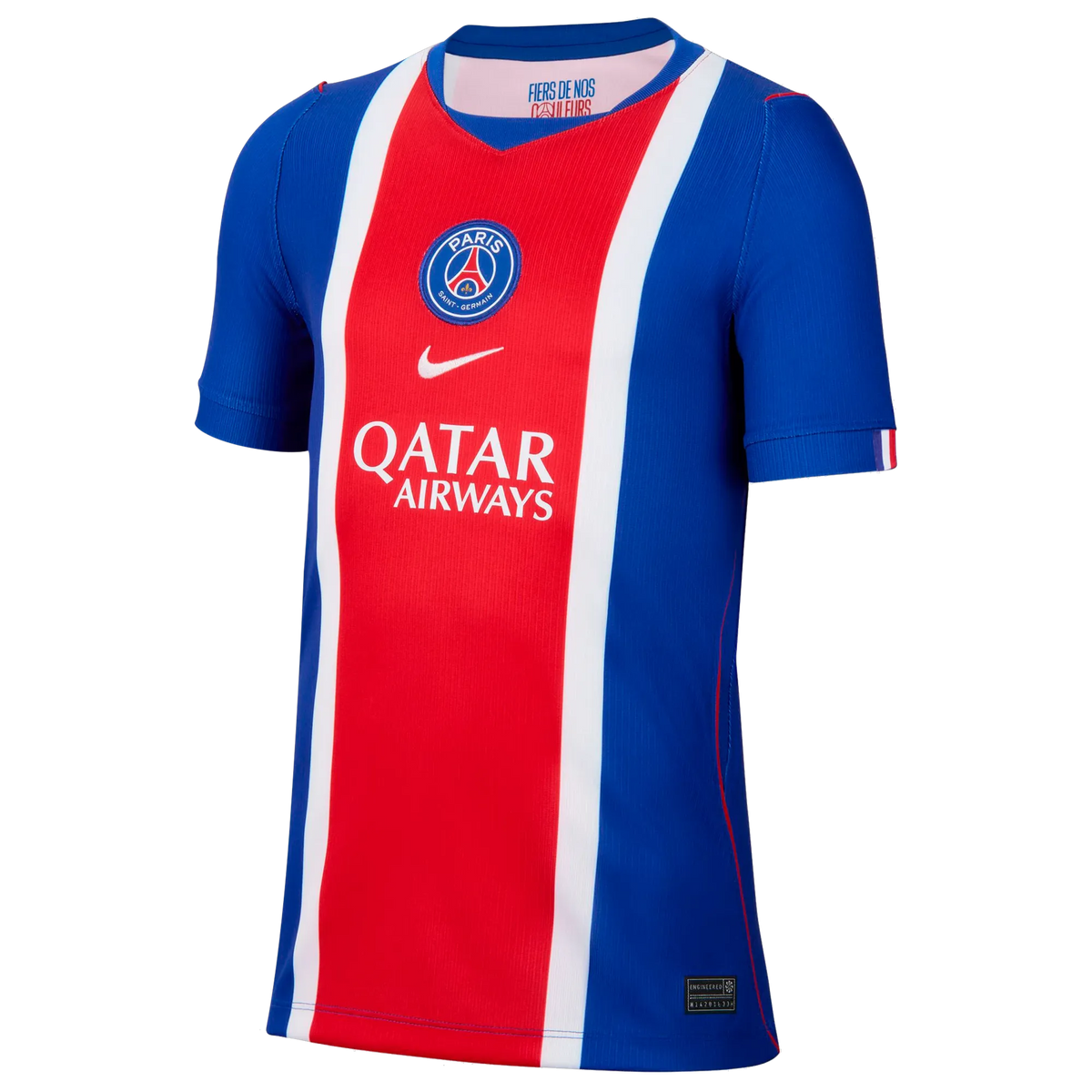 Front view of youth Paris Saint-Germain 2026-2027 home blue stadium replica custom soccer jersey by Final Third Kit