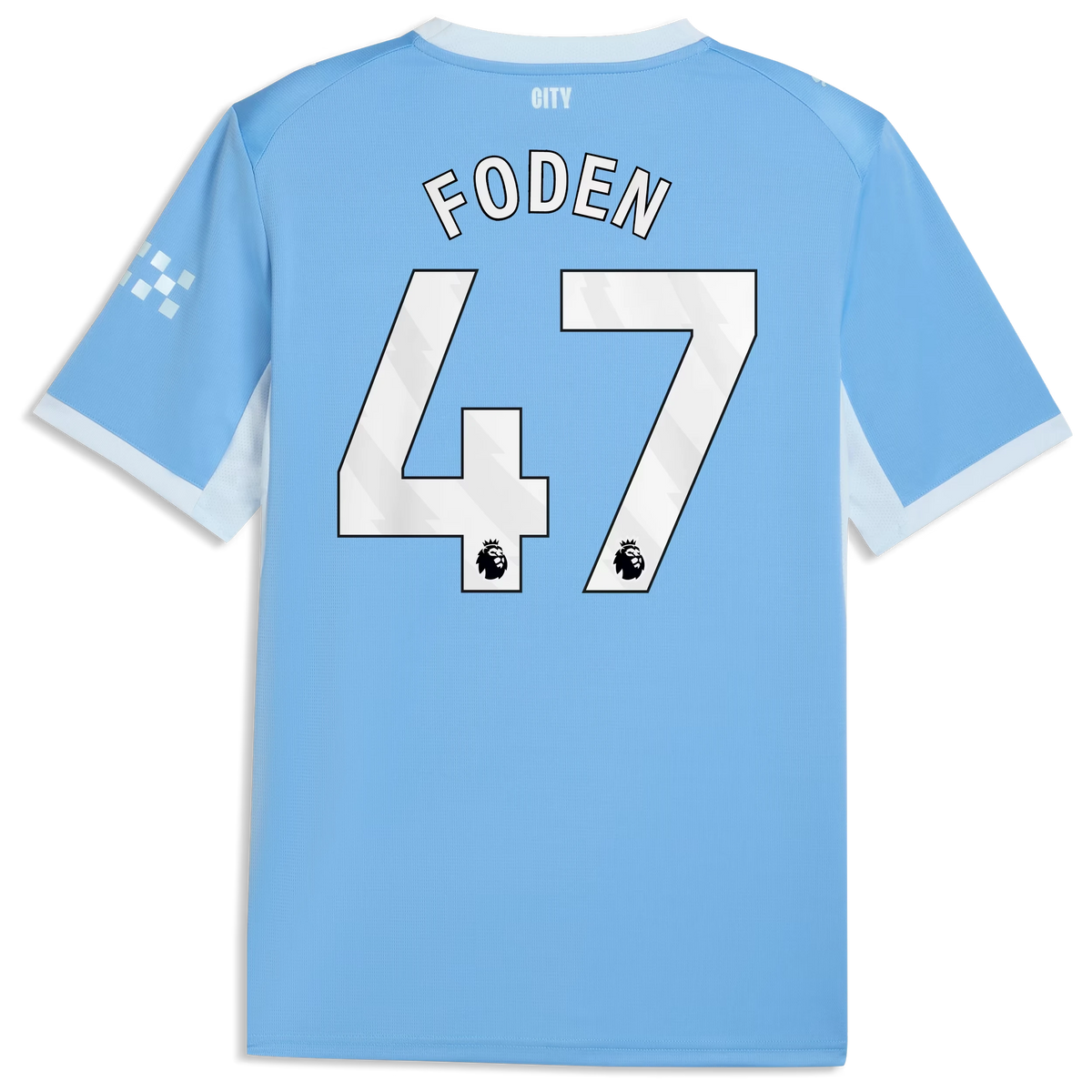 Back view of Manchester City 2026-2027 home light blue replica football shirt with Phil Foden name and number 47 printing by Final Third Kit