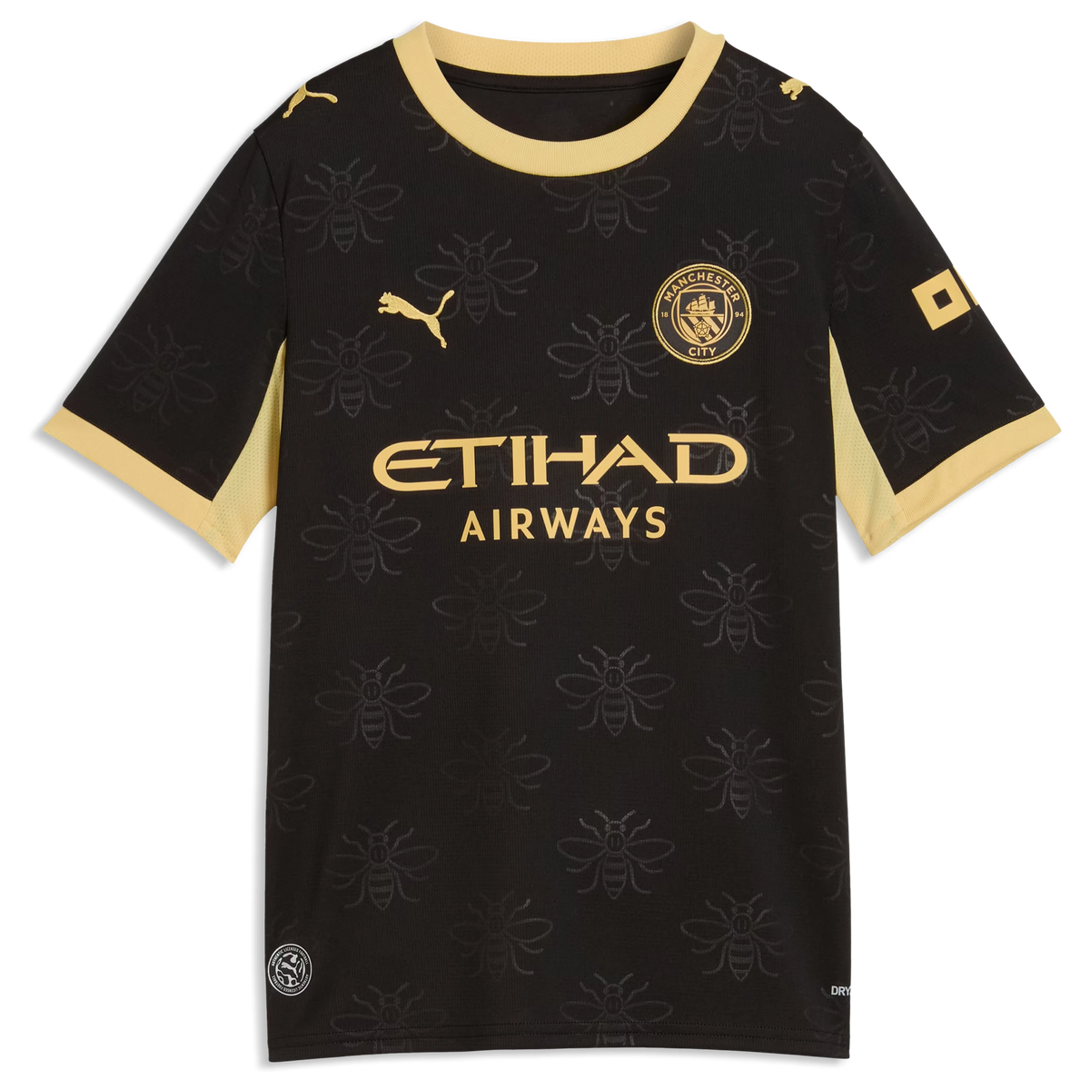 Front view of youth Manchester City 2026-2027 away black replica soccer jersey by Final Third Kit
