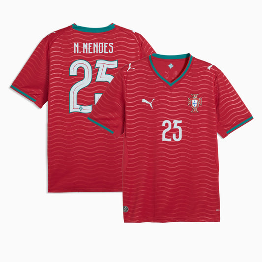 Portugal 2026 World Cup Home Stadium Replica Jersey with N. Mendes #25 Printing