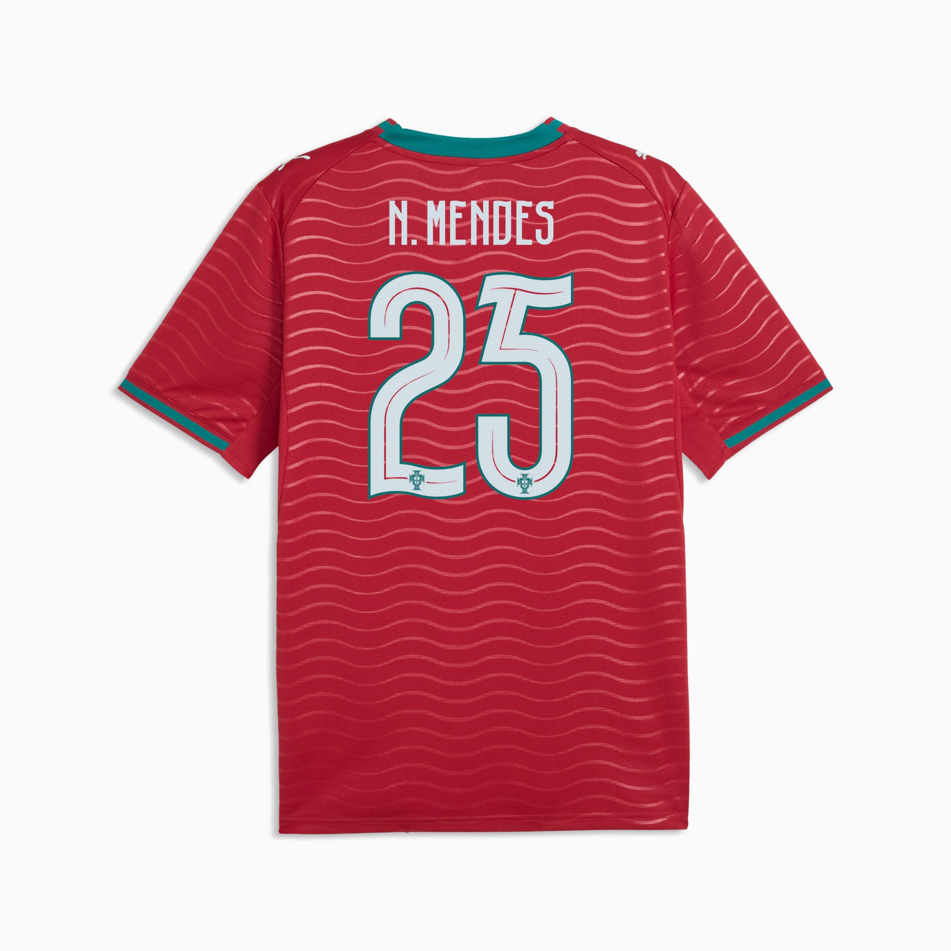 Portugal 2026 World Cup Home Stadium Replica Jersey with N. Mendes #25 Printing back view
