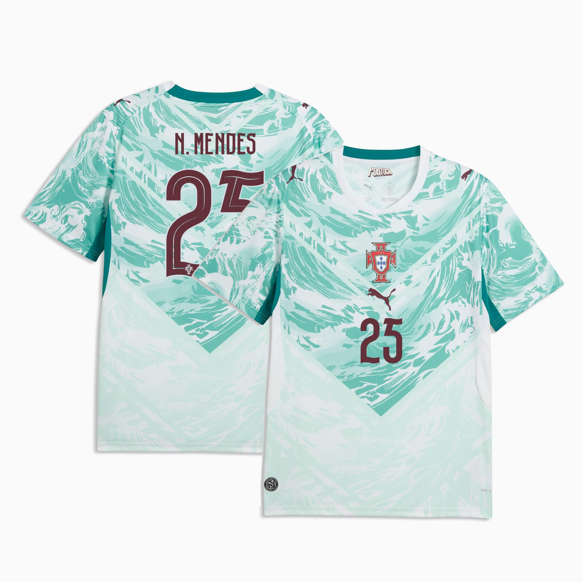 Portugal 2026 World Cup Away Stadium Replica Jersey with N. Mendes #25  printing