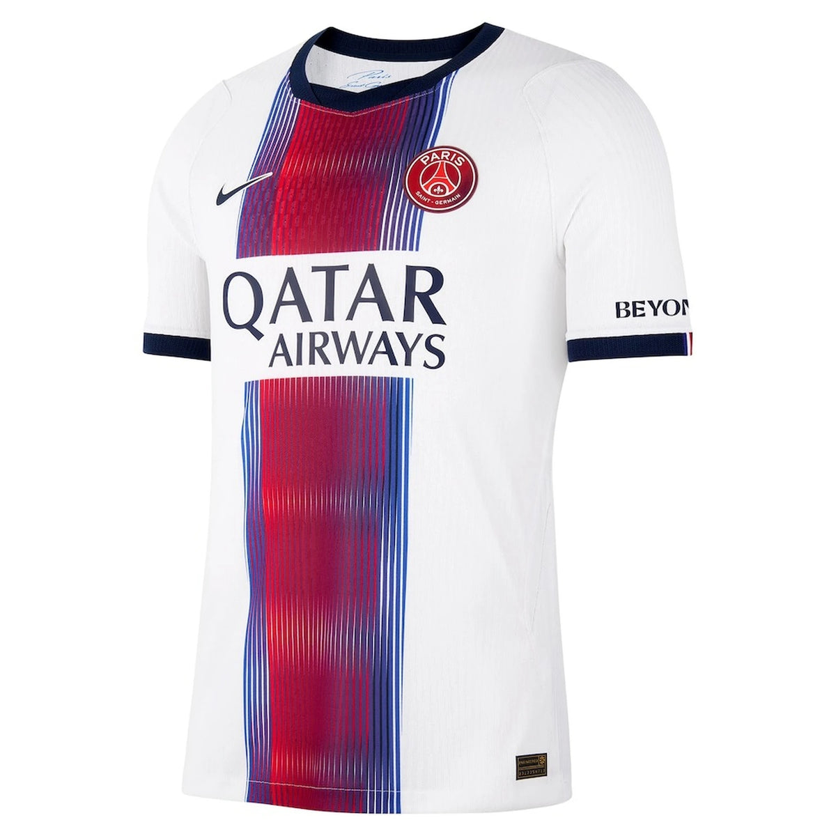 Front view of men's Paris Saint-Germain 2026-2027 away white aero-fit match soccer jersey by Final Third Kit
