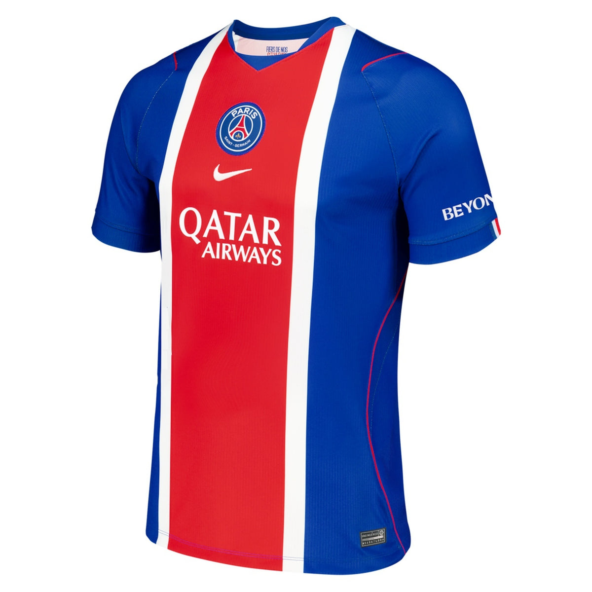 Front view of men's Paris Saint-Germain 2026-2027 home blue stadium replica soccer jersey by Final Third Kit
