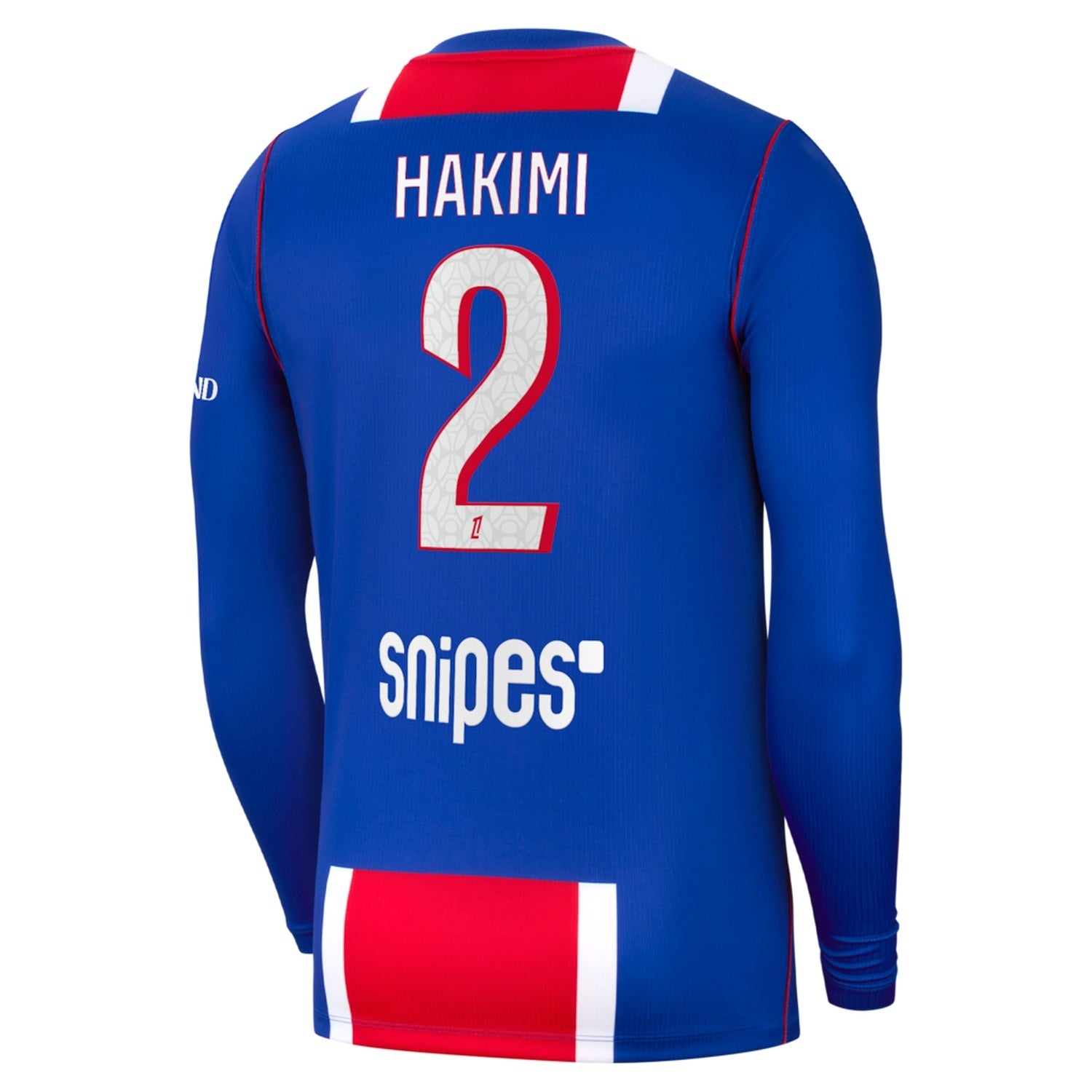 back view of PSG 2026/27 long sleeve home jersey with HAKIMI #2 custom print