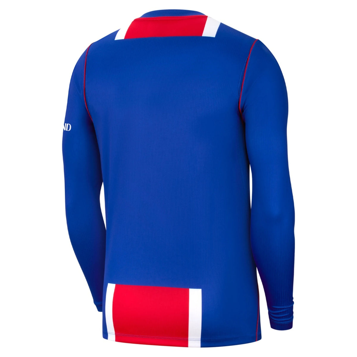 Back view of men's Paris Saint-Germain 2026-2027 home blue stadium replica long sleeve football shirt by Final Third Kit