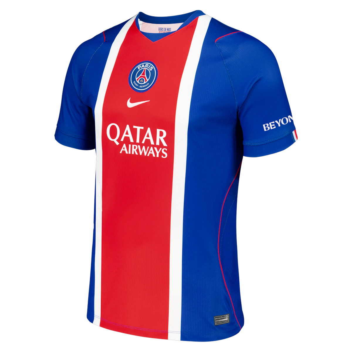 Front view of men's Paris Saint-Germain 2026-2027 home blue stadium replica soccer jersey by Final Third Kit