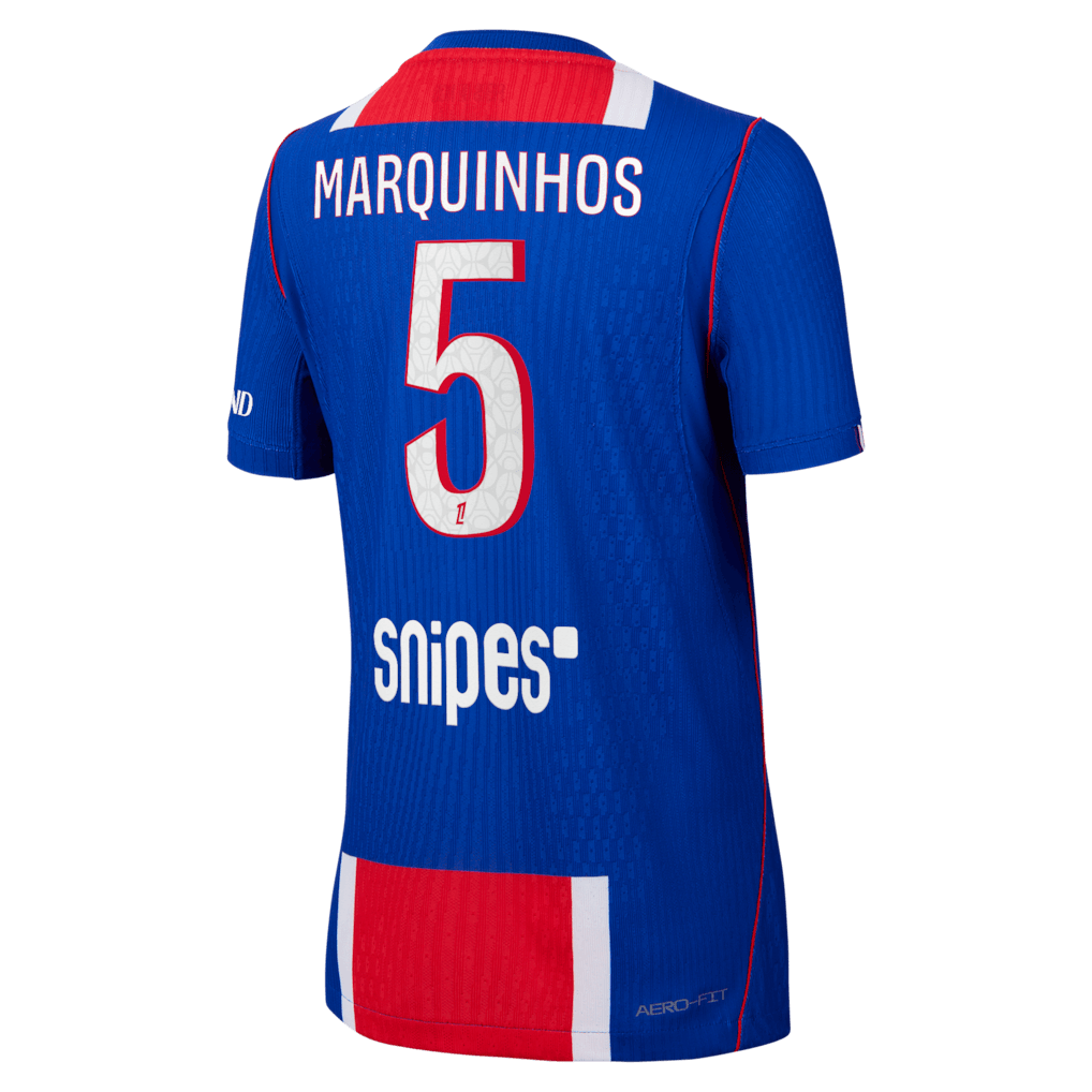 back view of PSG 2026/27 authentic home jersey with MARQUINHOS #5 custom print