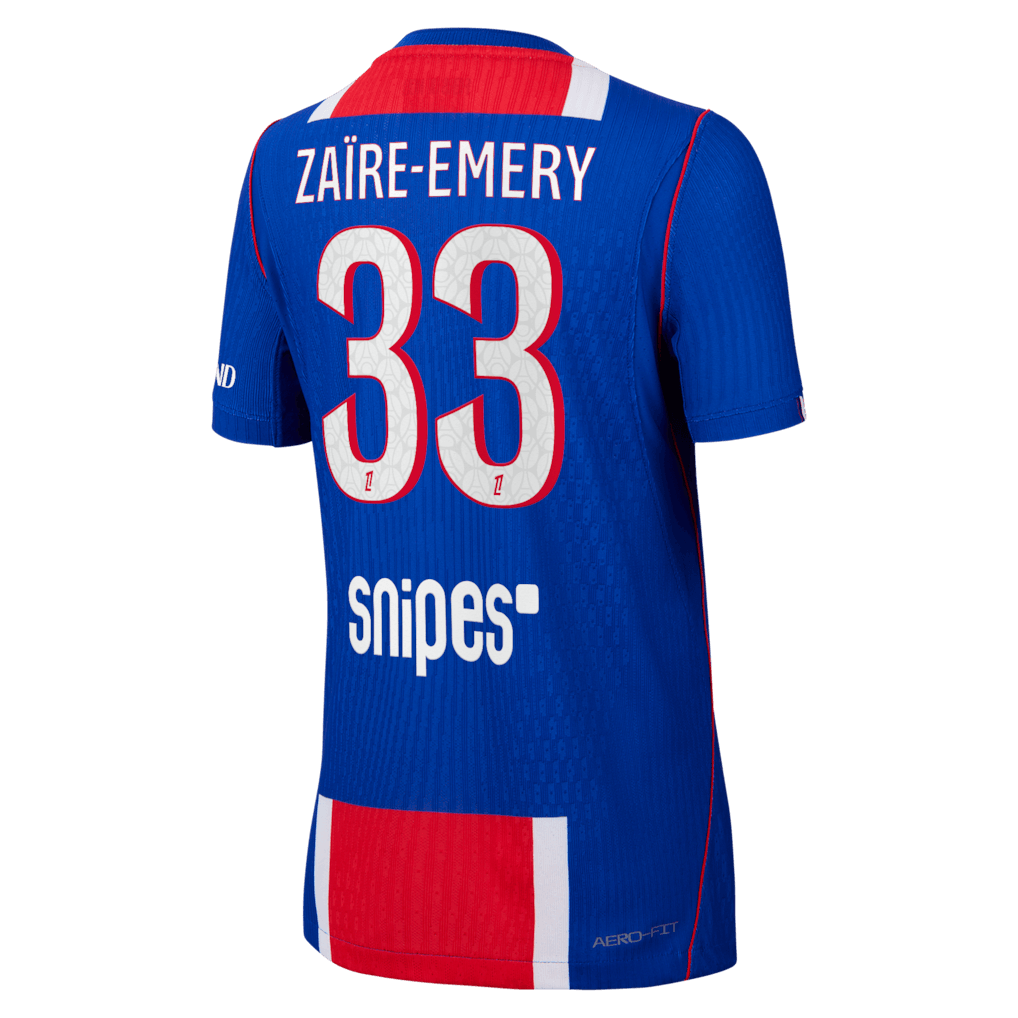 back view of PSG 2026/27 authentic home jersey with ZAÏRE-EMERY #33 custom print