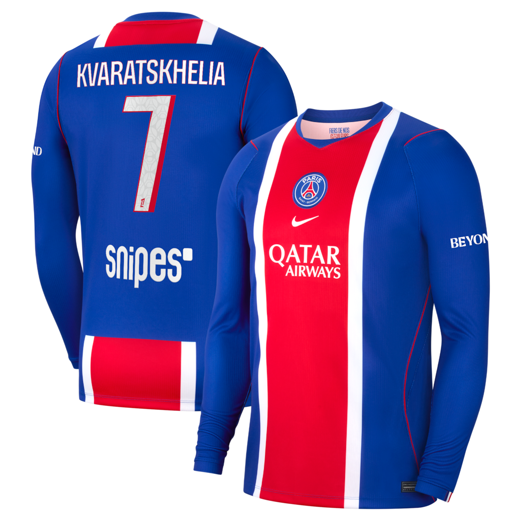 PSG 2026/27 long sleeve home jersey with KVARATSKHELIA #7 custom print
