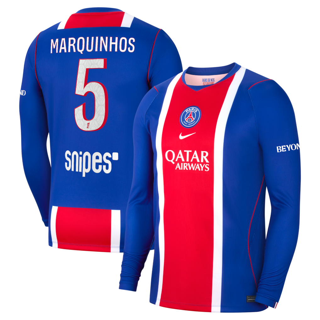 PSG 2026/27 long sleeve home jersey with MARQUINHOS #5 custom print