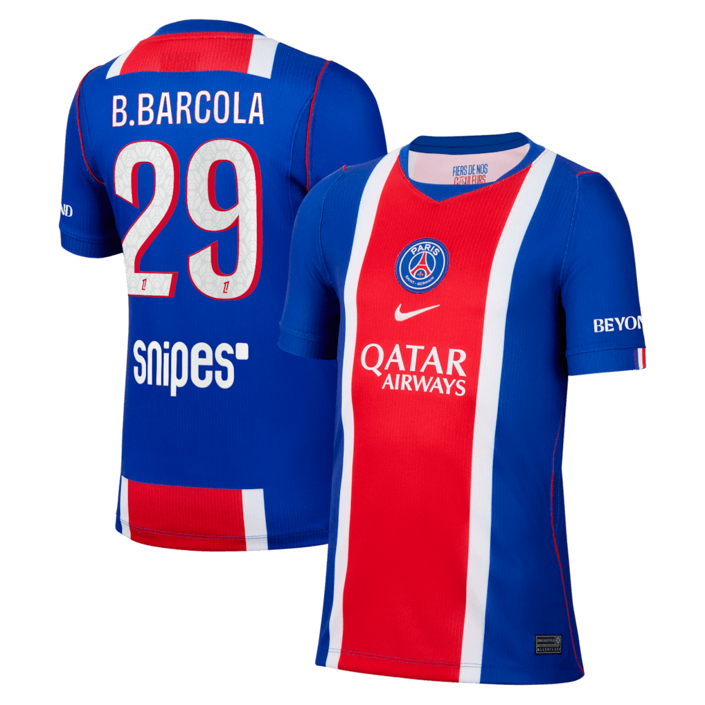 PSG 2026/27 authentic home jersey with B.BARCOLA #29 custom print