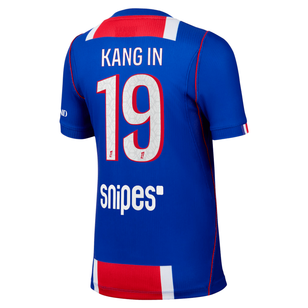 back view of PSG 2026/27 authentic home jersey with KANG IN #19 custom print