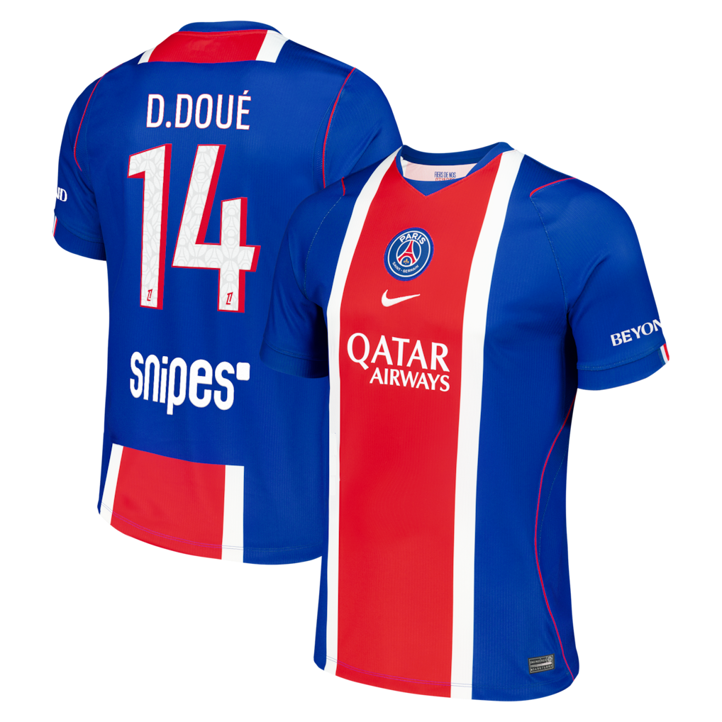 PSG 2026/27 home jersey with D.DOUÉ #14 custom print