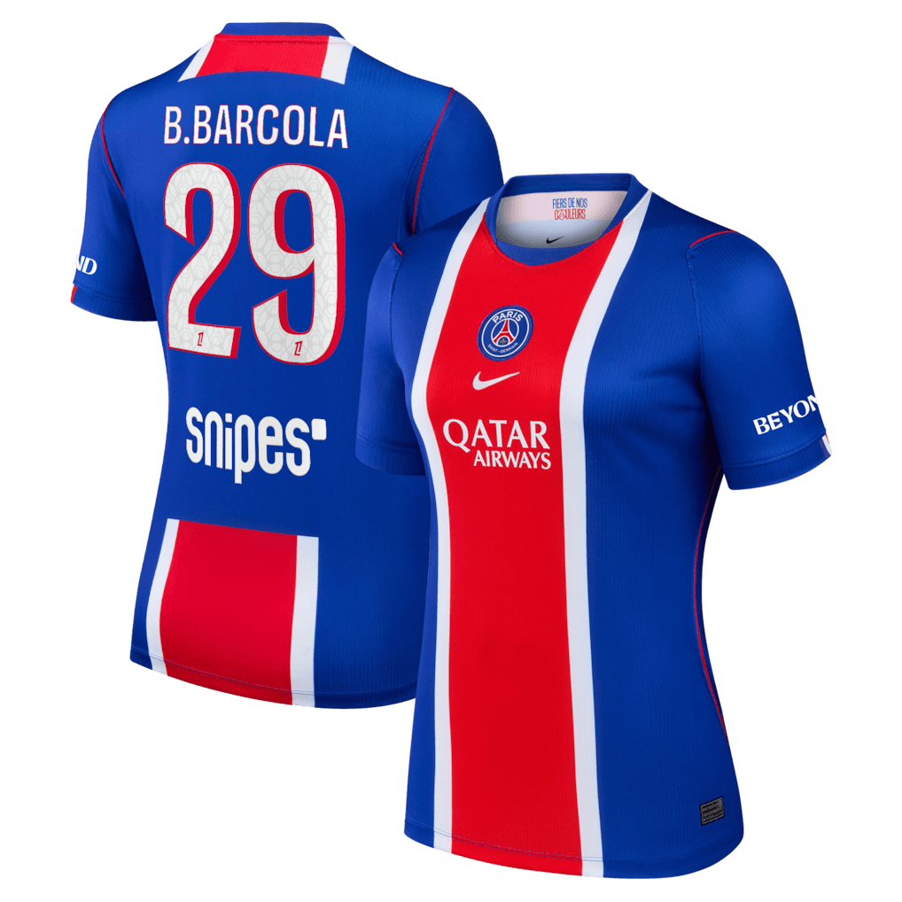 PSG 2026/27 women's home jersey with B.BARCOLA #29 customization