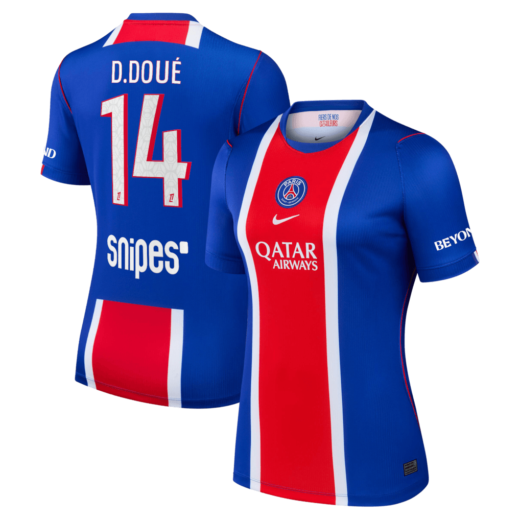 PSG 2026/27 women's home jersey with D.DOUÉ #14 customization
